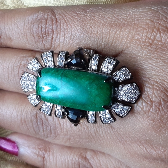 925 Green Corundum (Sapphire), White Zircons & Smoky Quartz. - Picture 12 of 15